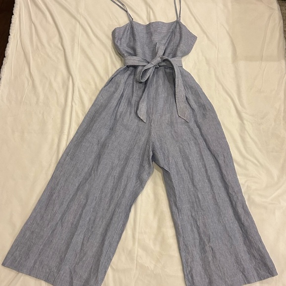 J Crew blue and white striped jumpsuit - Picture 2 of 7